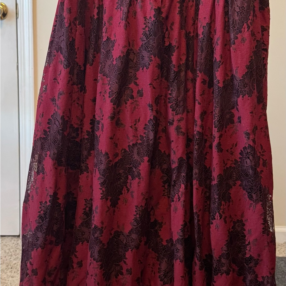 Torrid Red and Black Maxi A-Line Dress Pleated Cocktail